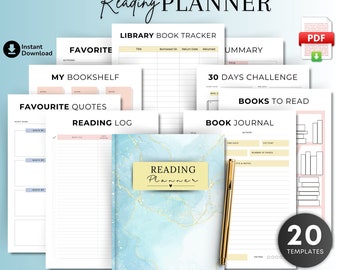 Printable Reading Planner Bundle: Book Journal, Tracker, and Challenge (Digital Download)