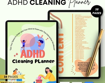 Editable ADHD Cleaning Planner: Chore Chart & Cleaning Cards (Digital Download)