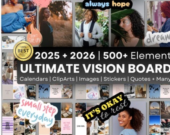 Black Woman Vision Board Kit 2025: Affirmations, Quotes (Digital Download)