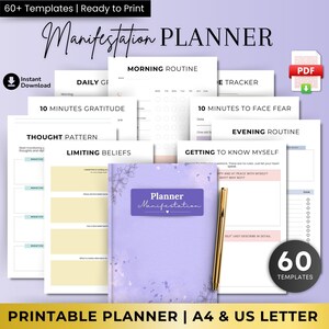 2025 Manifestation Journal | Yearly Intentions Visioning Workbook | Vision Board, Law of Attraction | Grimoire Journal | Printable Planner