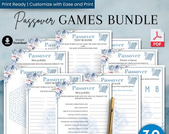 Printbare spelletjesbundel voor Pesach | Sederfeestspelletjes (PDF) | 30 bewerkbare spelletjes | Pesachactiviteiten | Direct te downloaden