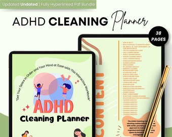 EDITABLE Cleaning planner, Digital Cleaning Checklist, Cleaning Schedule, ADHD PLanner, ADHD Cleaning, House Chore List, Instant Download