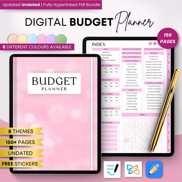 Digital Budget Planner, Finance Tracker, Finance Planner, Digital Budget, Digital Budget Planner, Undated Budget Planner, GoodNotes Planner