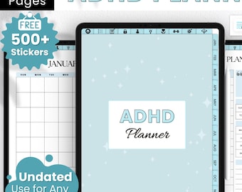 Undated ADHD Digital Planner: Productivity & Life Planner (PDF)