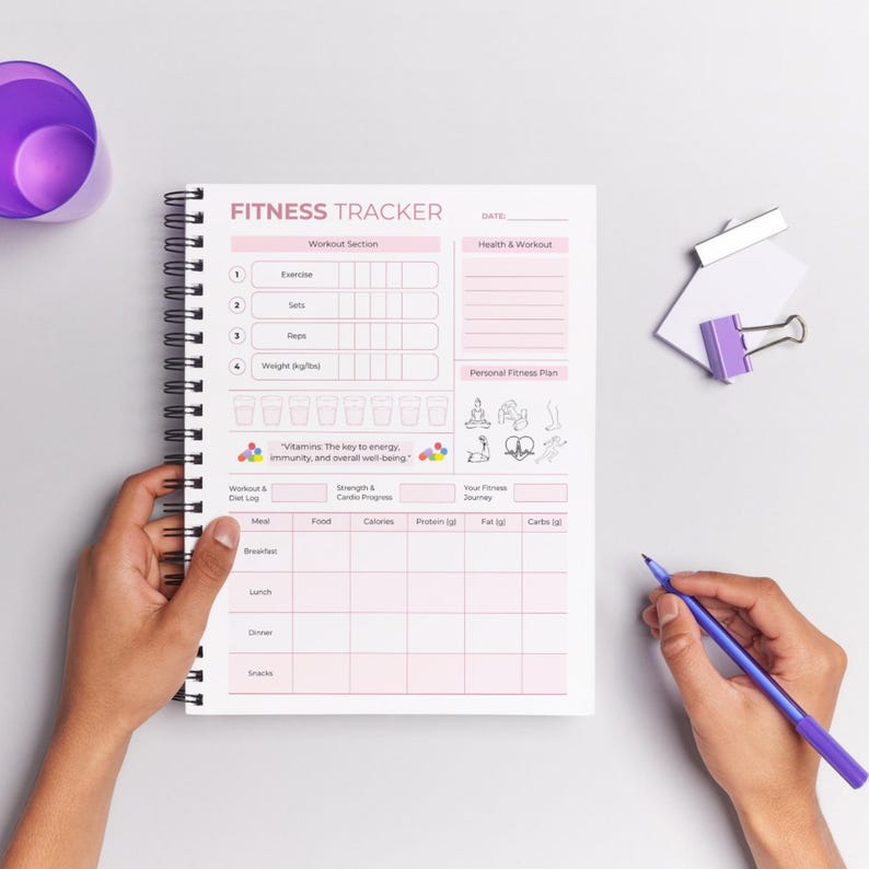Activity Tracker Notebook Printable Fitness Tracker: Goal Worksheet, A4/letter Size (digital ...