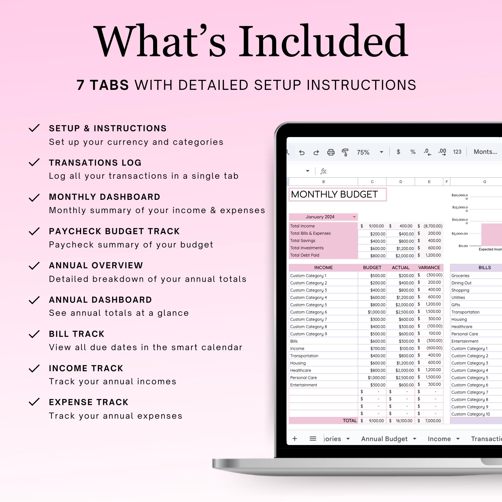 Income and Expense Tracker: Google Sheets Budget Template (Digital Download)
