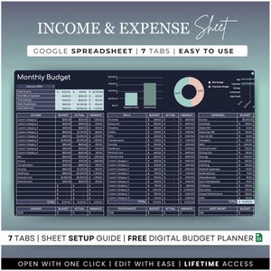 Income and Expense Tracker Spreadsheet Personal Financial Planner Google Spreadsheet Monthly Expense Tracker Google Sheets Template Finance