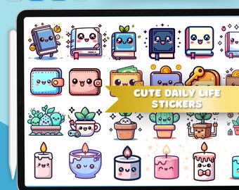 Daily Life Stickers, Goodnotes Planner, PNG Stickers (Digital Download)