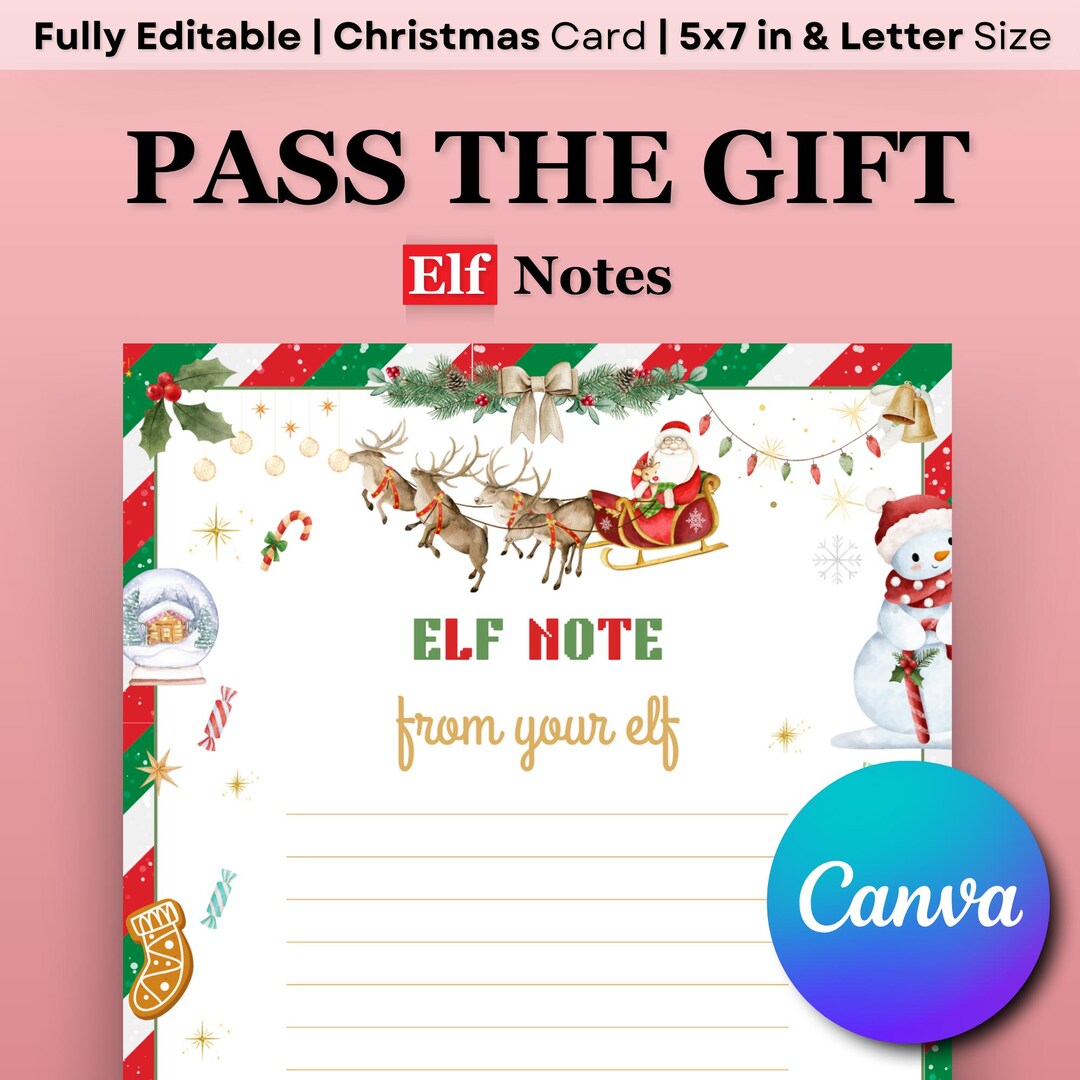 Editable Elf Note Cards Template Elf Christmas Activities Christmas Elf ...