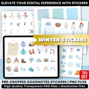 Winter Stickers, Pre-cropped goodnotes Stickers, individual Png Files, Digital Sticker for Winter Holidays, Everyday use Stickers, For Ipad