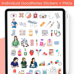 650 Medical Stickers for Goodnotes, Healthcare Stickers, Nurse Stickers, Medical Tools Stickers, Sticky Notes, Digital Planner Sticker image 3
