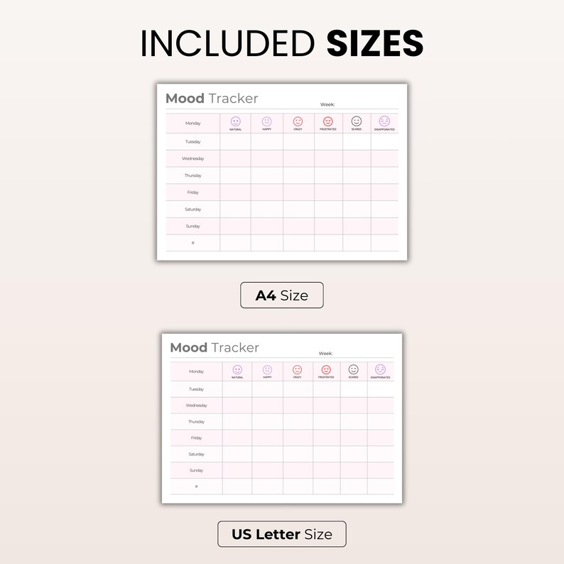 Mood Tracker Printable: Daily Mental Health Planner (A4 A5 US Letter ...