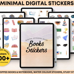 Digital Book Stickers, Books Digital Sticker Bundle for GoodNotes, Digital Reading Stickers, Math Sticker for Planners, Ipad Number Stickers