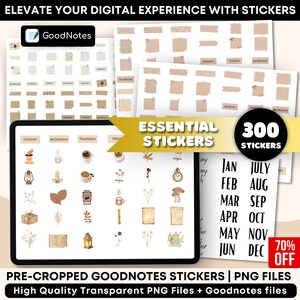 300+ Daily Digital Sticker Book for Goodnotes,Typography Stickers, Digital Planner Sticker, ipad Planner Stickers, Daily, Weekly, Monthly