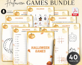 Printable Halloween Games Bundle: 40+ Party Activities (Digital Download)