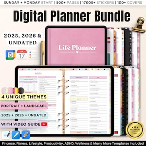 All-in-One Digital Planner 2024, 2025, 2026, Digital Planner, Digital Journal, Digital Goodnotes Template, Weekly, Daily Planner, Notability