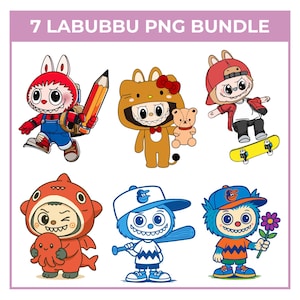 Labubu PNG、かわいいモンスターPNGクリップアート、Labubu PNGデザイン、LabubuキャラクターPNGデザイン、Labubu昇華、Labubuダウンロード可能なデザイン