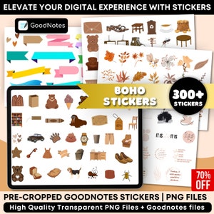 300+ Digital Sticker Book for Goodnotes, PNG Files of Digital Sticker, Sticky Notes, Flower Stickers, Watercolor Boho, Planner Stickers