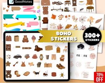300+ Boho Stickers: Watercolor Flower Planner Stickers (PNG Files)