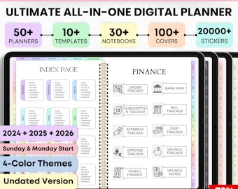 Digitale Planner 2024 2025 2026 Ongedateerde Digitale Planners | Goodnotes Planner Xodo Notability Noteshelf, iPad Planner Android Planner 4 Thema's