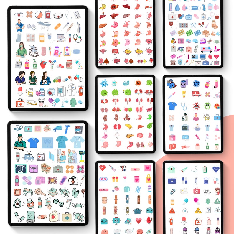 650 Medical Stickers for Goodnotes, Healthcare Stickers, Nurse Stickers, Medical Tools Stickers, Sticky Notes, Digital Planner Sticker image 5