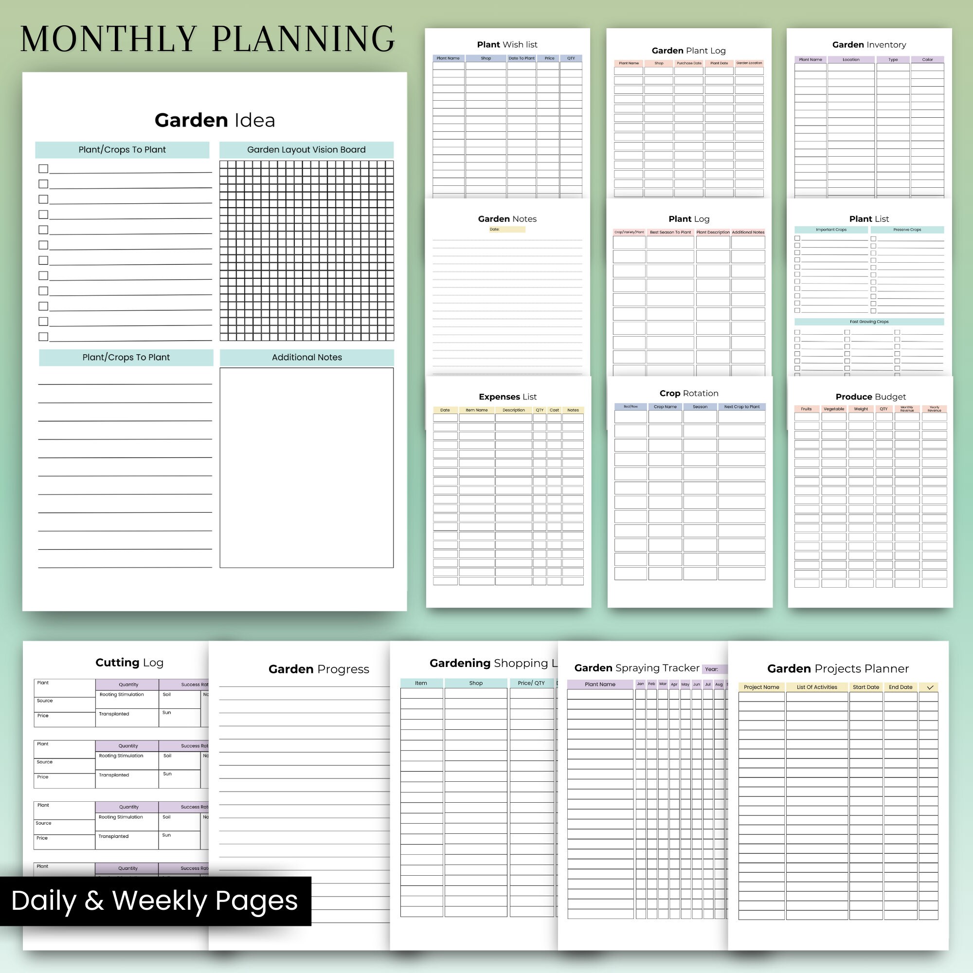 Gardening Planner Printable: Seed Tracker, Plant Care Log (PDF) - Etsy