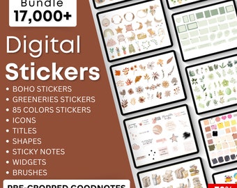 17000+ dagelijks digitaal stickerboek voor Goodnotes, PNG-bestanden met digitale stickers, plaknotities, digitale pictogramstickers, digitale plannersticker