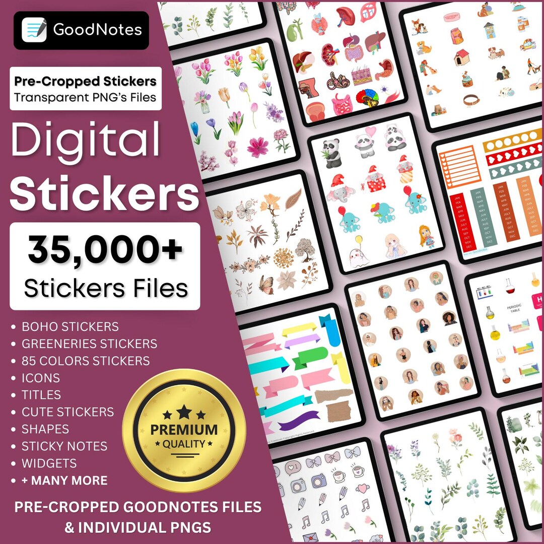 35000+ Digital Stickers for Goodnotes: Boho Planner Stickers (PNG Files ...