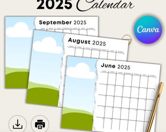 2025 Photo Calendar Template: Editable Wall Calendar (Canva)