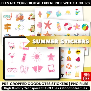 Summer Digital Stickers, Goodnotes Stickers, Summer Holiday Stickers, Seasonal Sticker, Digital Planner Sticker, ipad Stickers, Summer Gifts