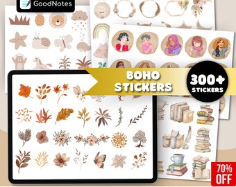 Boho Digital Sticker Book: 300+ Floral Stickers for GoodNotes (PNG)