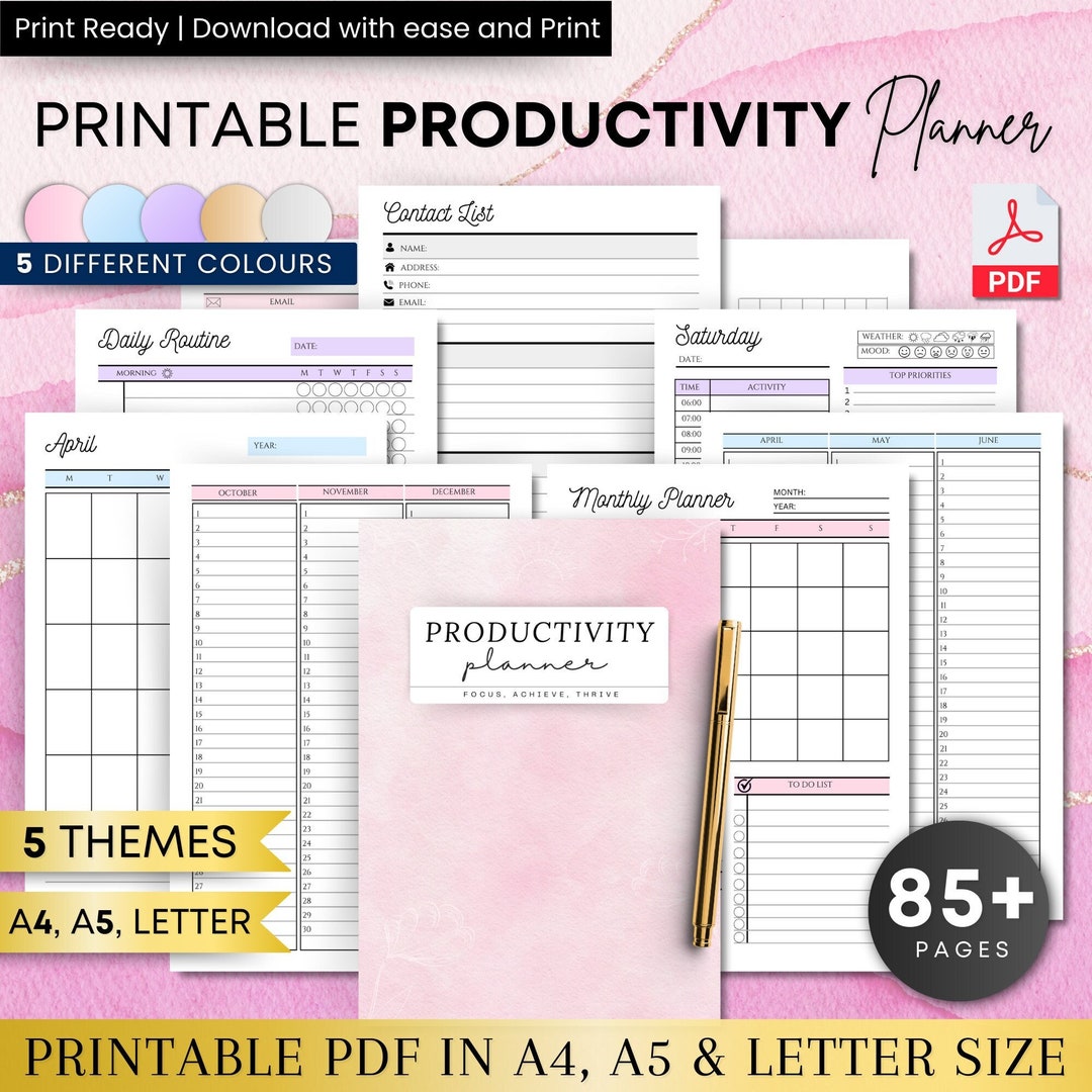 Productivity Planner Printable Ultimate Life Journal Binder Daily ...