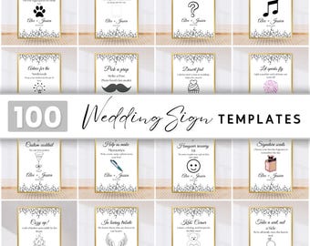 Minimalist Wedding Sign Bundle: 100+ Editable Canva Templates (Digital Download