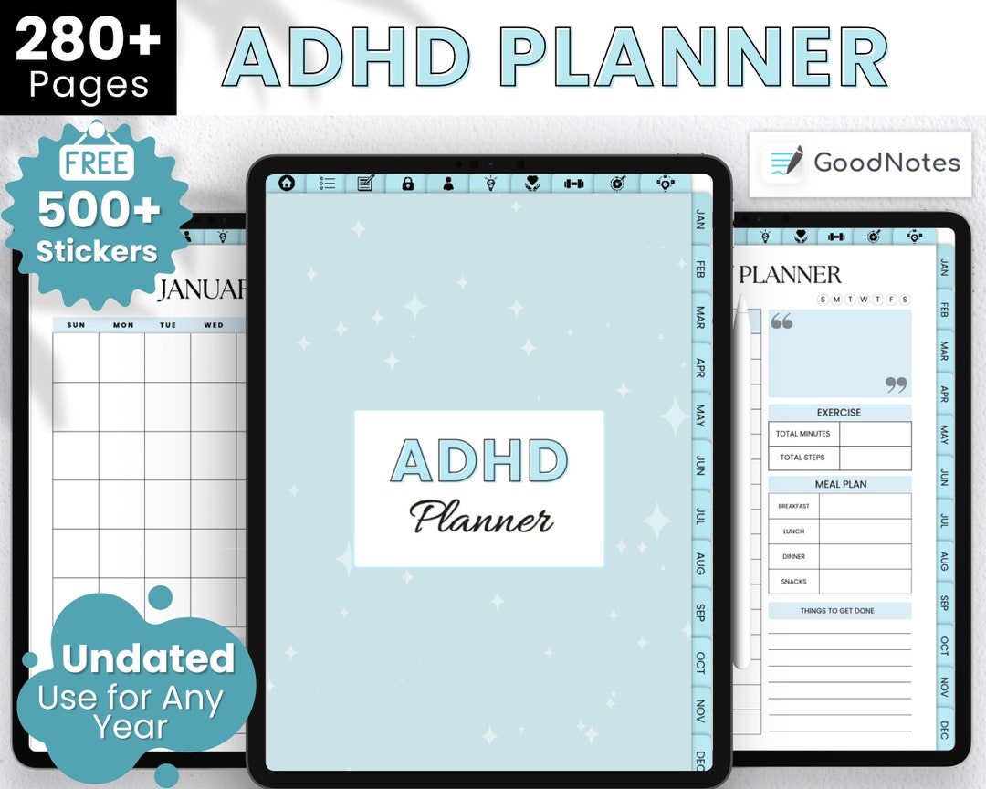 Undated ADHD Digital Planner: Productivity & Life Planner (PDF) - Etsy