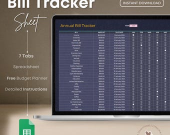 Smart Bill Tracker Spreadsheet: Google Sheets Template (Digital Download)