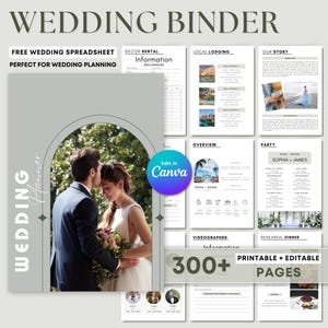 300+ Page Wedding Planner Template Bundle, Minimalist Wedding Binder, Canva Editable Wedding Planning Book, Wedding Planning Checklist