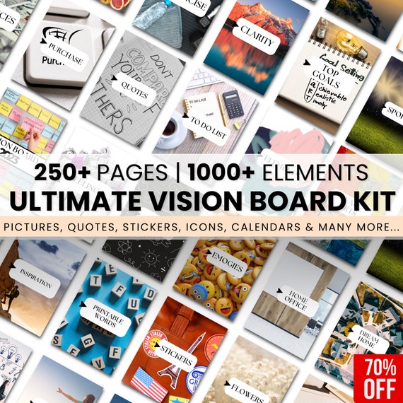 Ultimate Vision Board Kit Bundle 2023 Vision Board Printable Law of  Attraction Quotes Vision Board Kit 2023 Vision Board Party Kit 
