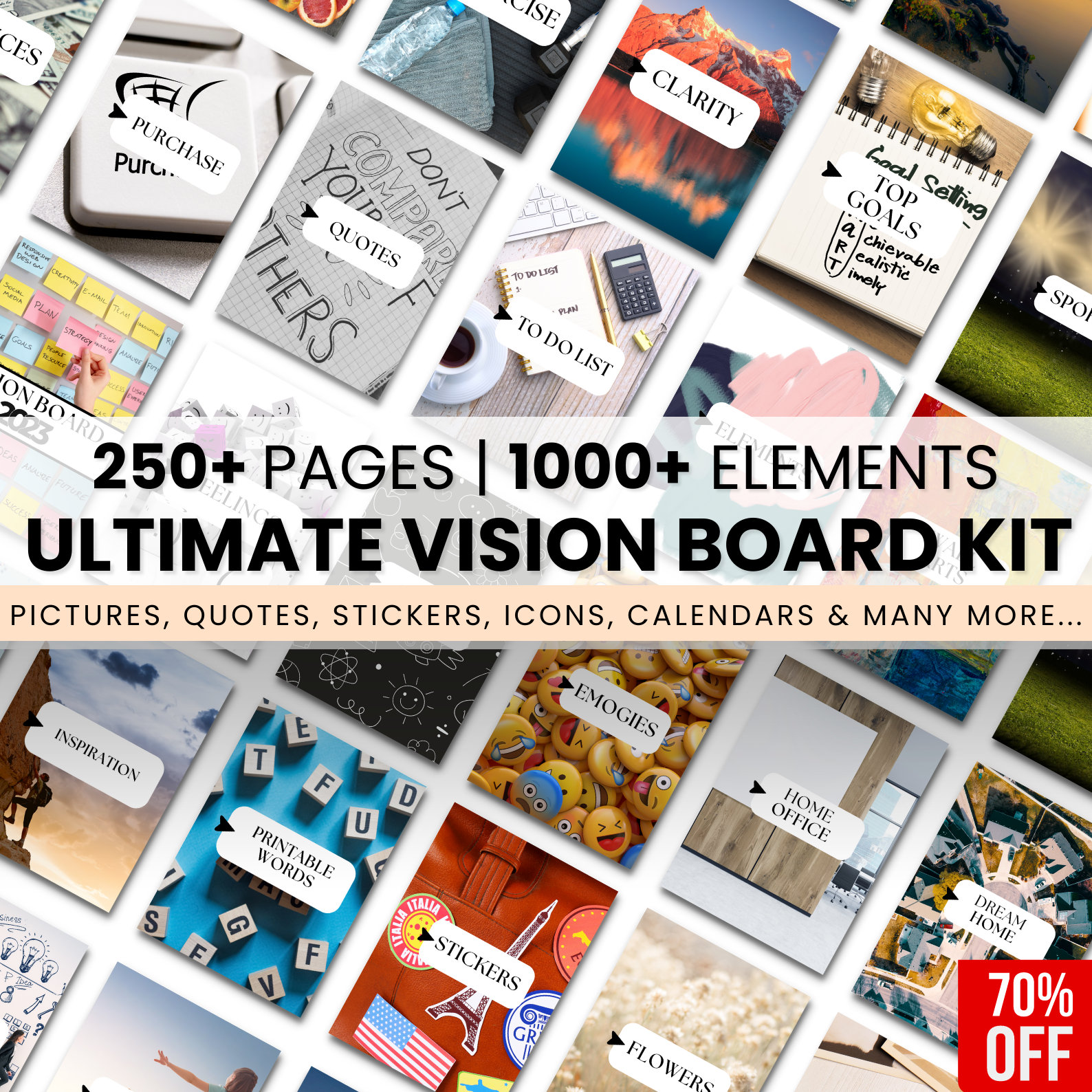  2023 Vision Board Clip Art Book For Black Men: 250+