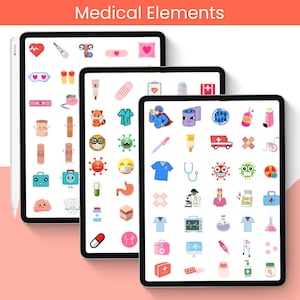 650 Medical Stickers for Goodnotes, Healthcare Stickers, Nurse Stickers, Medical Tools Stickers, Sticky Notes, Digital Planner Sticker image 4