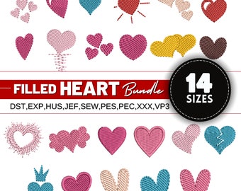 Hearts Embroidery Design, Mini Hearts, Small Hearts Machine Embroidery design, Love, Heart Shapes, 14 sizes , Valentines, Instant download