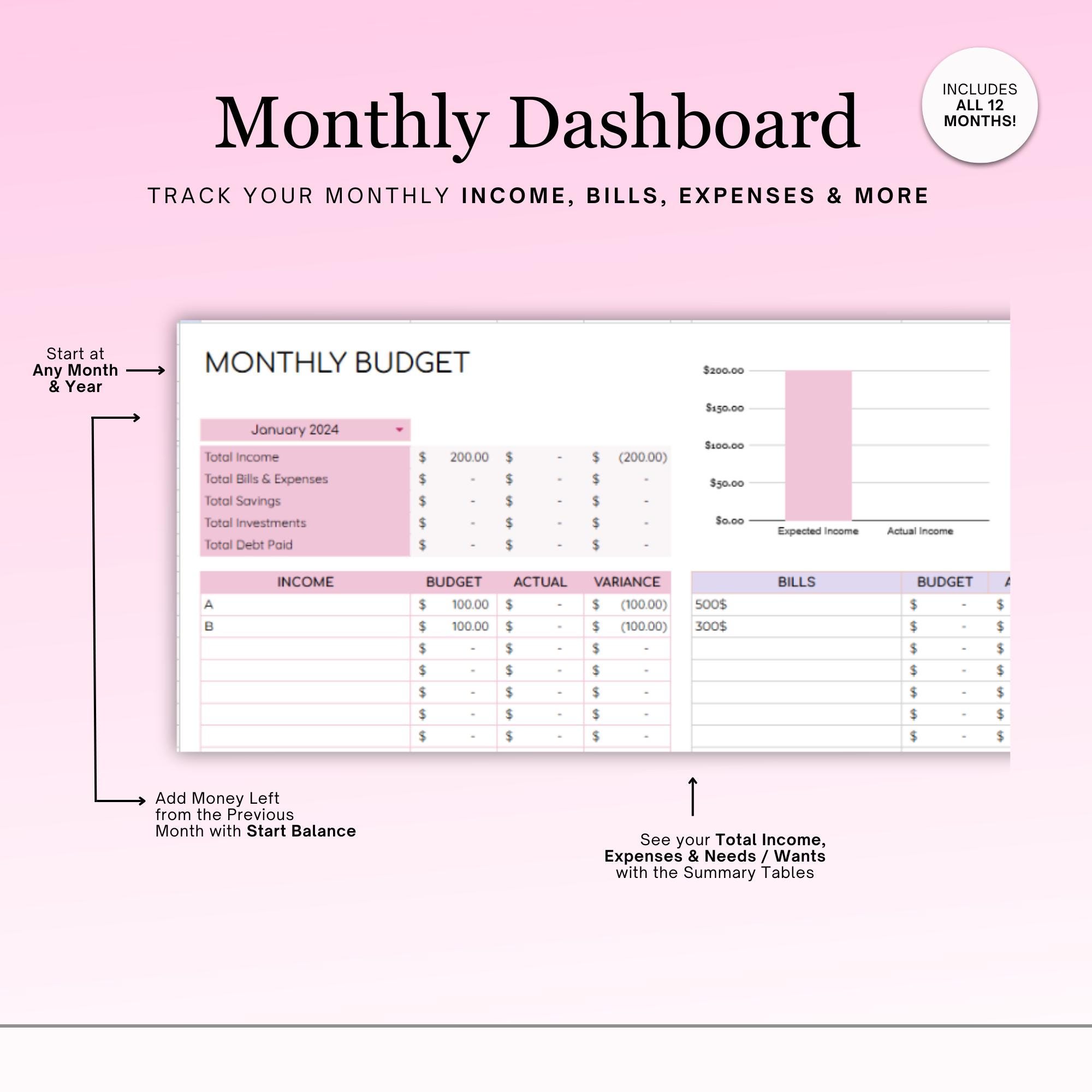 Income and Expense Tracker: Google Sheets Budget Template (digital ...
