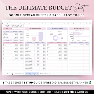 Budget Planner Google Sheet Monthly Budget Spreadsheet Paycheck Budget Template Simple Weekly Financial Planner Beginners Biweekly Budgeting