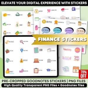 Financial Digital Stickers - PNGs Digital Stickers, Pre-cropped iPad Stickers, Reminder Stickers, Calendar Planner Stickers, PNG