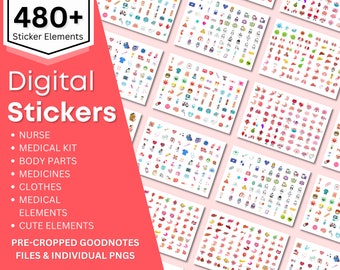 400+ Medical & Hospital Digital Sticker Pack, Nurse GoodNotes Planner, Healthcare Pill Tracker, Nurse Student Notes, Doctor Stickers, PNG