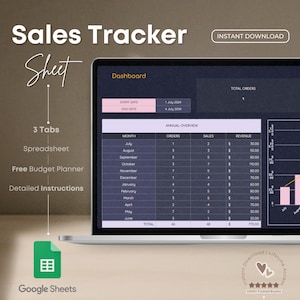 Sales Tracker, Dark Mode Google Sheets, Spreadsheet for Small business, Profit tracker, Online Sales , Small Business Sales report