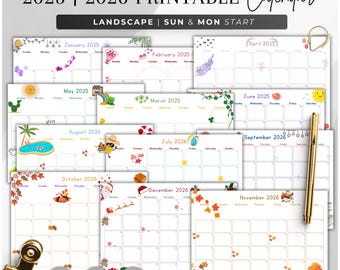 2025-2026 Kids Calendar Printable, Monthly Planner (PDF)