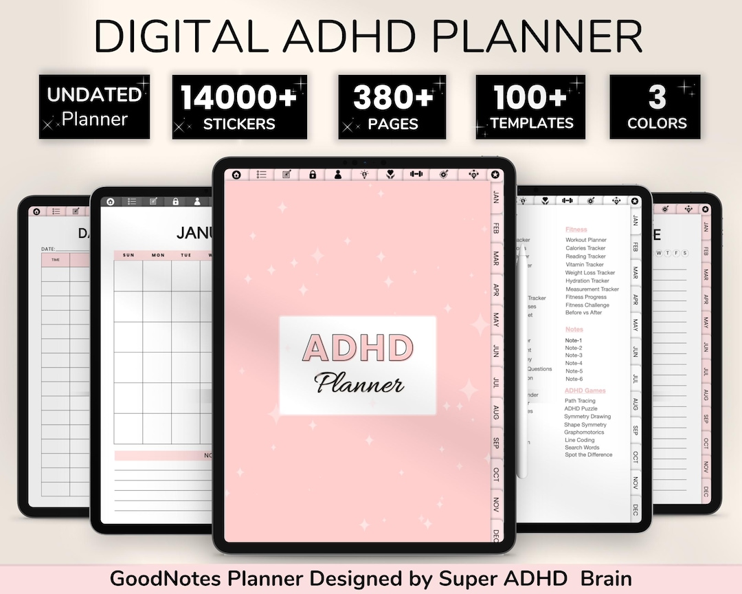 ADHD Digital Planner: Undated, Goodnotes Compatible (380+ Pages) - Etsy