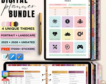 All-in-One Digital Planner 2025 2026 2027, ADHD Digital Planner, Daily Weekly Monthly Journal, Goodnotes ADHD Planner, Google Apple Calendar