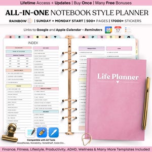 All-in-One Digital Planner 2024, 2025, 2026, Digital Planner, Digital Journal, Digital Goodnotes Template, Weekly, Daily Planner, Notability