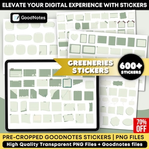 600+ Greeneries Stickers for Goodnotes, Botanical Stickers, Garden Stickers, Floral, Plants, Leaves Planner Stickers, Sticky Notes